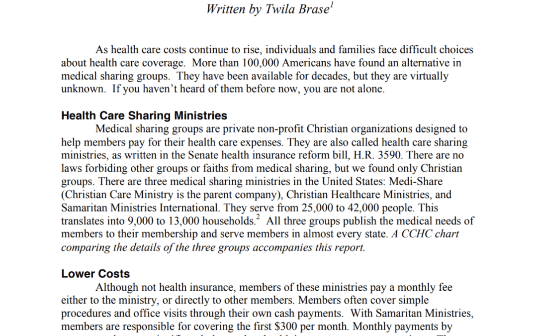 Medical Sharing: An Inexpensive Alternative to Health Insurance