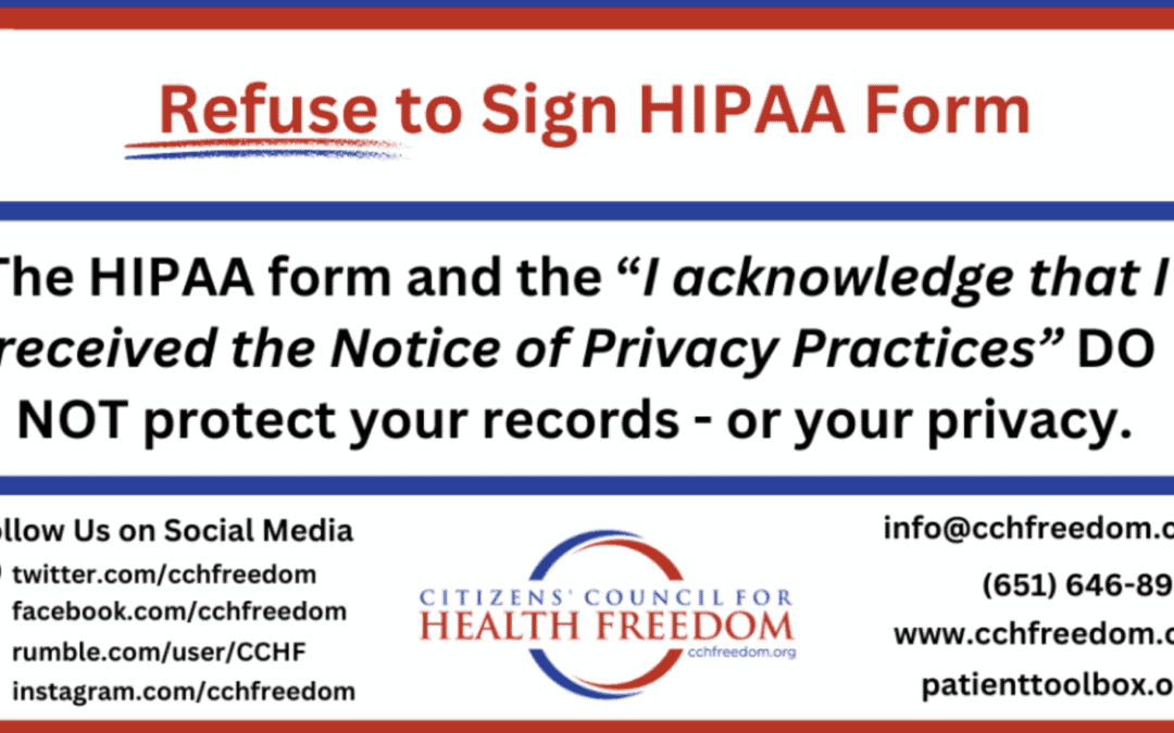 CCHF “Refuse to Sign HIPAA Form” Card